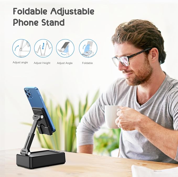 TechGlow Foldable Cellphone Stand with Bluetooth Speaker and Charging Function Birthday Gifts for Men Women Mother Father Boy Girl Teens Cool Tech Gadgets - Image 4