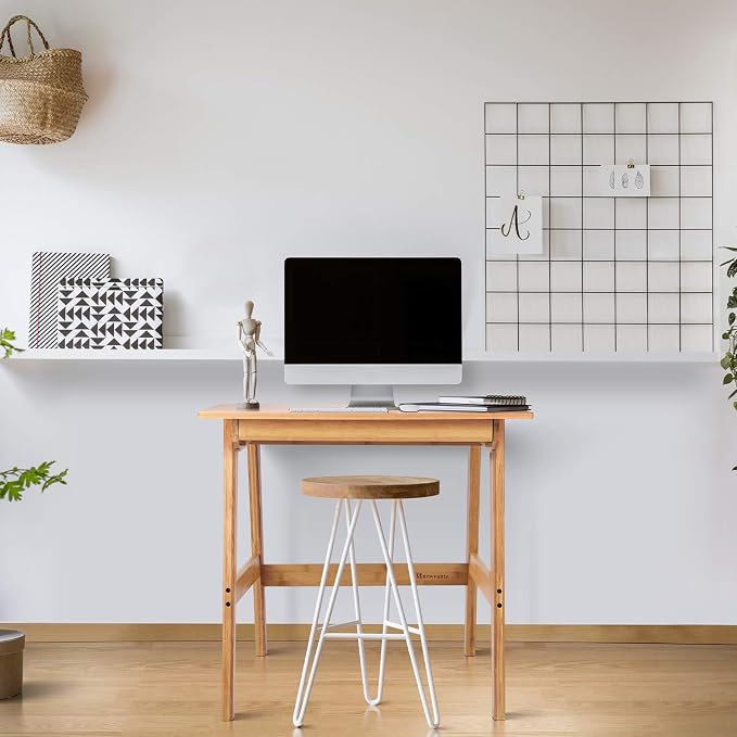 Nnewvante 31.5" Bamboo Writing Desk, Home Office Computer Desk with Drawer | Compact Modern Simple Style, Study Table with Storage for Small Spaces - Image 3