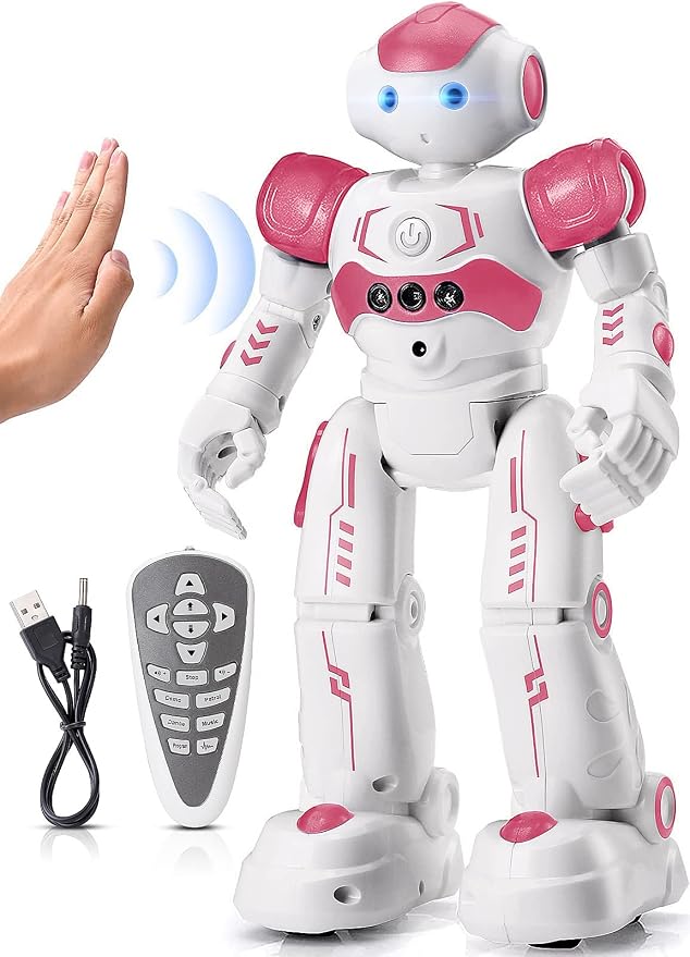 KingsDragon RC Robot Toys for Kids, Gesture & Sensing Remote Control Robot for Age 3 4 5 6 7 8 Year Old Boys Girls Birthday Present (Pink) by KingsDragon