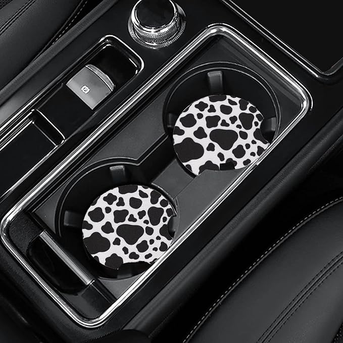 4 Pack Car Coasters, 2.75inch Cow Print Car Cup Holder Coasters for Cars, Neoprene Cup Pad Mat for Cup Holders for Women by Joyberg