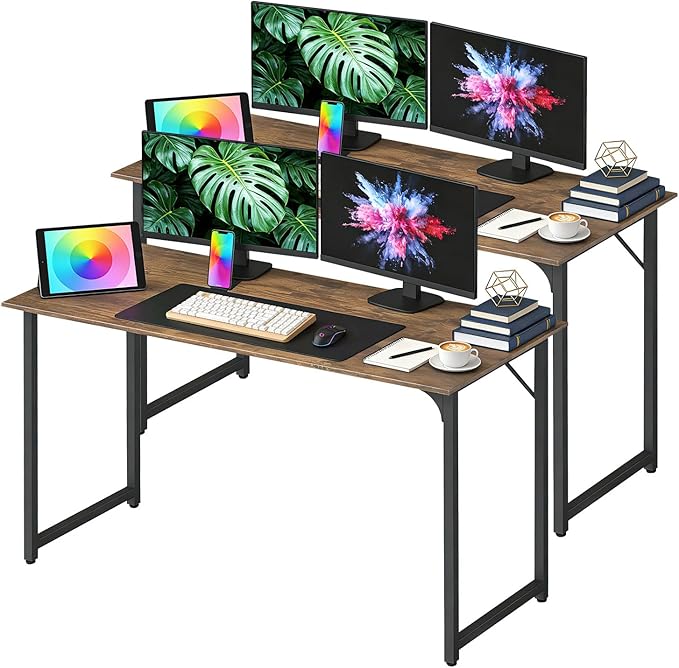 BestOffice Computer Desk,Home Office Desk, Modern Simple Style for Home Office Study Writing (Brown, 47 Inch,2 Pack) by BestOffice