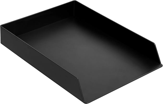 Amazon Basics Rectangular Plastic Desk Organizer, Letter Size Tray, 4-Pack, 9.7 x 2.2 x 13 inches, Black - Image 2