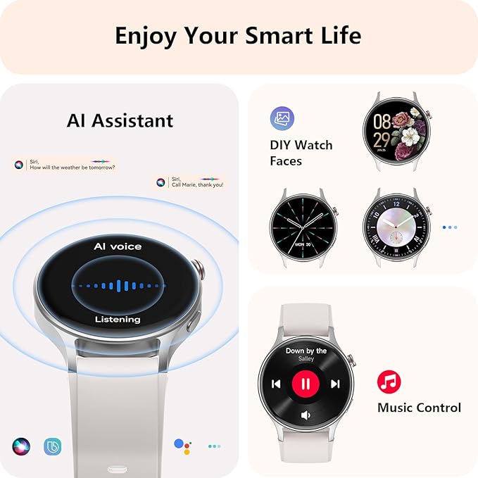 aeac Smart Watch for Women, AMOLED Ultra-Clear Screen Activity Trackers with Heart Rate/Sleep/SpO2 Monitor, Smartwatch for iPhone/Samsung/Android, 110+ Sport Modes (Grey, S/M/L, Grey) - Image 5