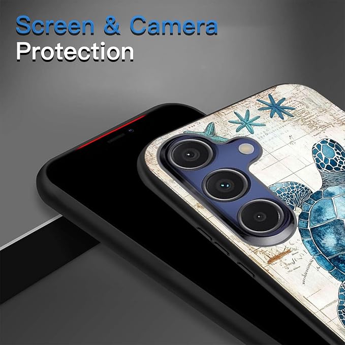 Designed for Galaxy S24 FE Phone Case,Slim Silicone Shockproof Protective Case for Galaxy S24 FE 6.7 inch,Sea Turtle Illustration - Image 5