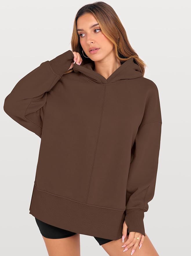 ANRABESS Womens Oversized Hoodies Long Sleeve Fleece Side Slit Hooded Sweatshirts Pullover 2026 Fall Outfits Y2K Clothes - Image 4