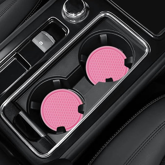 4 Pack Car Coasters, 2.75inch Universal Non-Slip Car Cup Holder Coaster for Car, PVC Cup Pad Mat Car Coasters for Cup Holders for Women (Pink) by Joyberg