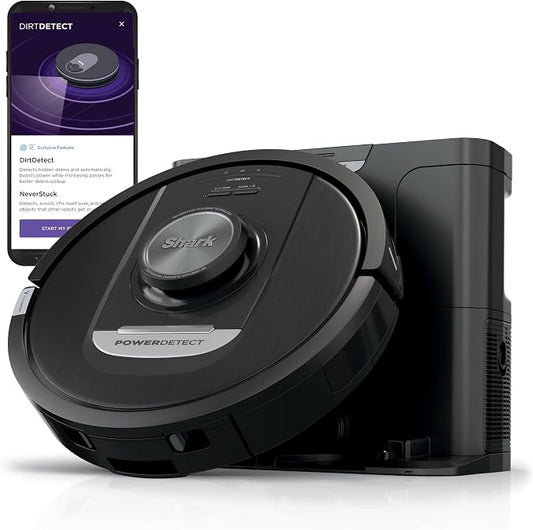 Shark PowerDetect Self-Empty Robot Vacuum with NeverStuck Technology, Auto Deep-Clean Carpets & Hardfloors, 30 Day Capacity HEPA Bagless Base, for Pet Hair, WiFi Black, AV2820S by Unknown