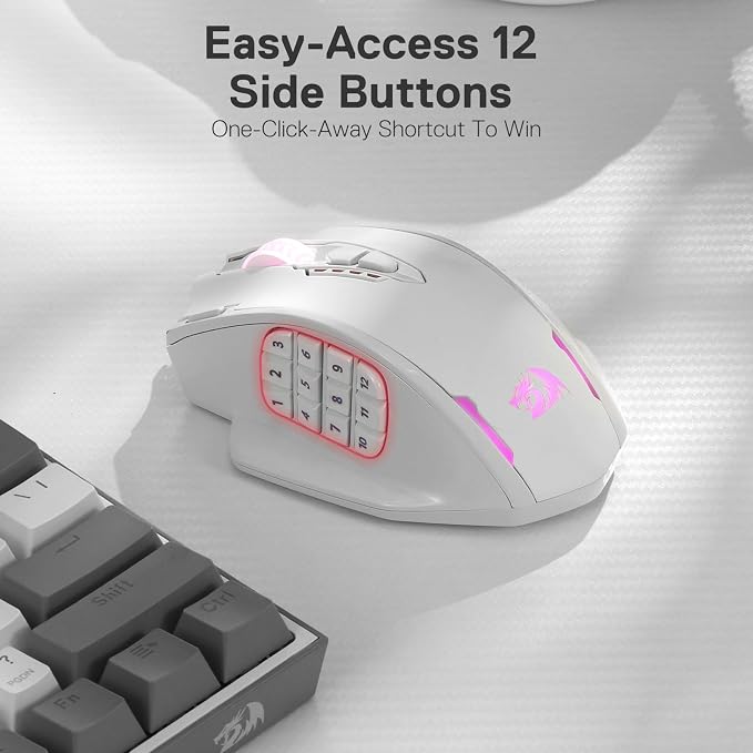 Redragon M913 Wireless RGB MMO Gaming Mouse 16000 DPI Remapping Keys | Cable-Free 0 Delay Dedicated for FPS Gamers, Redefine Keybinding Macro, Vibing Backlight, Ergonomic Grip Body Comfort - Image 3