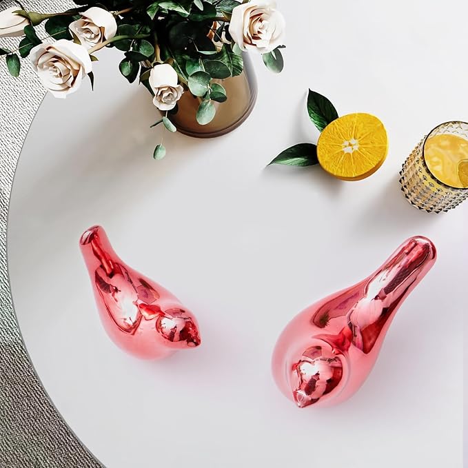 Notakia Small Birds Statues Pink Home Decor Modern Style Decorative Ornaments for Living Room, Bedroom, Office Desktop, Cabinets (2Pcs Pink Birds) - Image 8