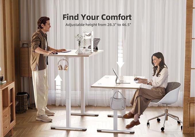 YDN 55 x 24 Inch Nature Electric Standing Desk | Adjustable Height, Sit Stand, Cable Management, Ergonomic, Home Office - Image 5