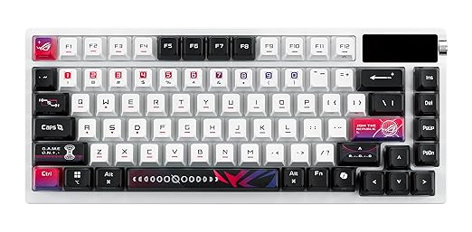 ROG Azoth X 75% custom gaming keyboard, hot-swappable Storm V2 Switches, gasket mount, dampening foam, FR4 plate, south-facing PCB, tri-mode connection, OLED display, control knob, wrist rest, Mac - Image 4