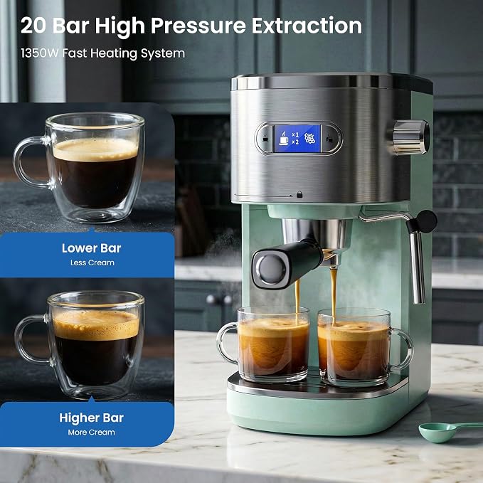 COWSAR Espresso Machine,Expresso Coffee Machines,Espresso Maker with Milk Frother Steam Wand & 40oz Removable Water Tank，Stainless Steel Compact Cappuccino & Latte Machine - Image 4