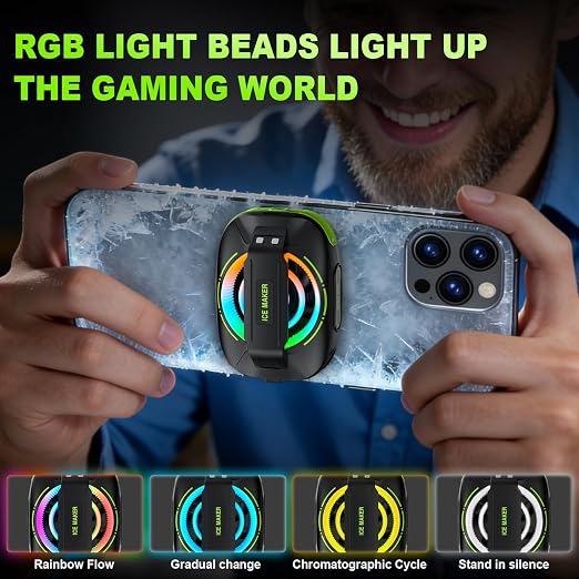 Cell Phone Cooler for Gaming, Magnetic Portable Rechargeable Battery Mobile Phones Radiator with RGB Lights for iPhone Series, iPad Pro, Tablet, TikTok Live - Image 6