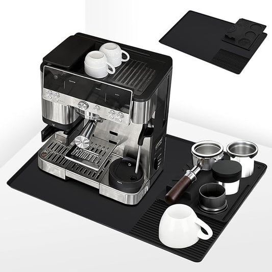 Silicone Coffee Mat Compatible with Ninja Luxe Espresso Coffee Machine ES601/ES701 & Most Home Espresso Machines - 23"x15" Anti-Slip Heat-Resistant - Maker Bar | Tamping Mat (2-in-1) by AdventureBuiltHomePerfected