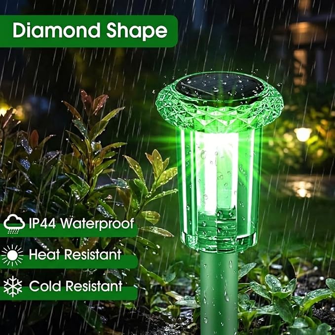 Eyrosa Solar Outdoor Lights, 10 Pack Solar Pathway Lights Outdoor Waterproof, Stainless Steel Stake Lighting for Garden Yard Path Walkway Driveway Patio Lawn Outside Décor,Green - Image 4