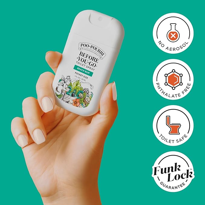 Poo-Pourri Before-You-Go Pocket Toilet Spray, Travel Essentials, Beach Bum, 1 Fl Oz, Up to 50 Uses, On-The-Go Bathroom Odor Deodorizer with Essential Oils, TSA Approved Size, Coconut Orchid Scent - Image 5