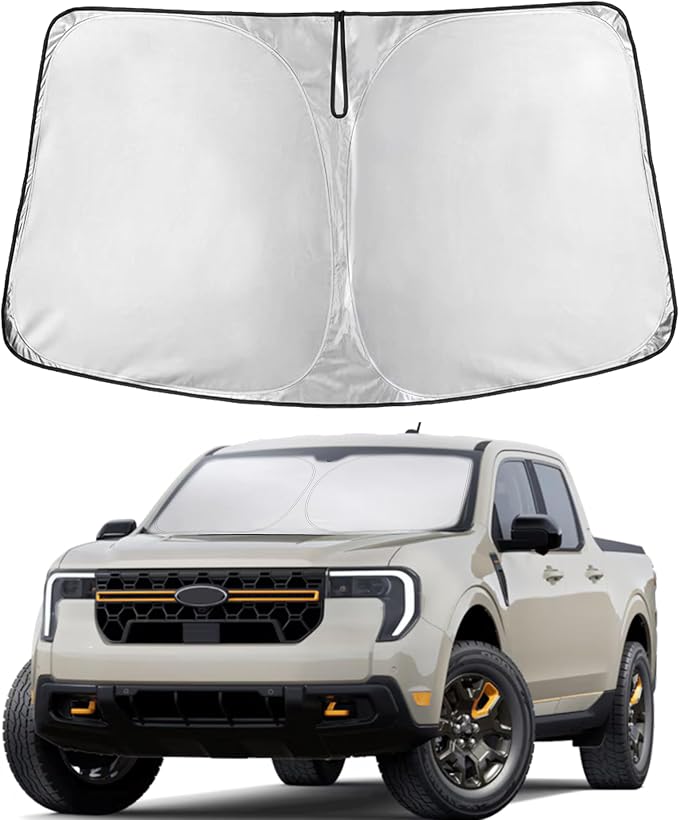 Econour Windshield Sun Shade Compatible for Ford Maverick 2022-2024 2025 2026 Sun Shade Front Windshield Sun Visor Foldable Thicker 5-Layer Block Heat and Sun UV Rays | Car Accessories by EcoNour
