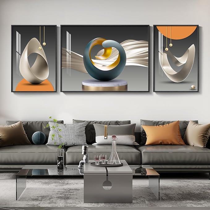 Extra Large Framed Modern Luxury Large Wall Art for Living Room, Set of 3 Piece Bright Style Abstract Paintings Artwork for Walls, Big Size Art Prints Pictures for Hallway Dining Room Office Wall Decor - Image 4