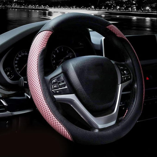 Valleycomfy Steering Wheel Cover with Microfiber Leather for Car Truck SUV 15 inch (Pink) by Valleycomfy