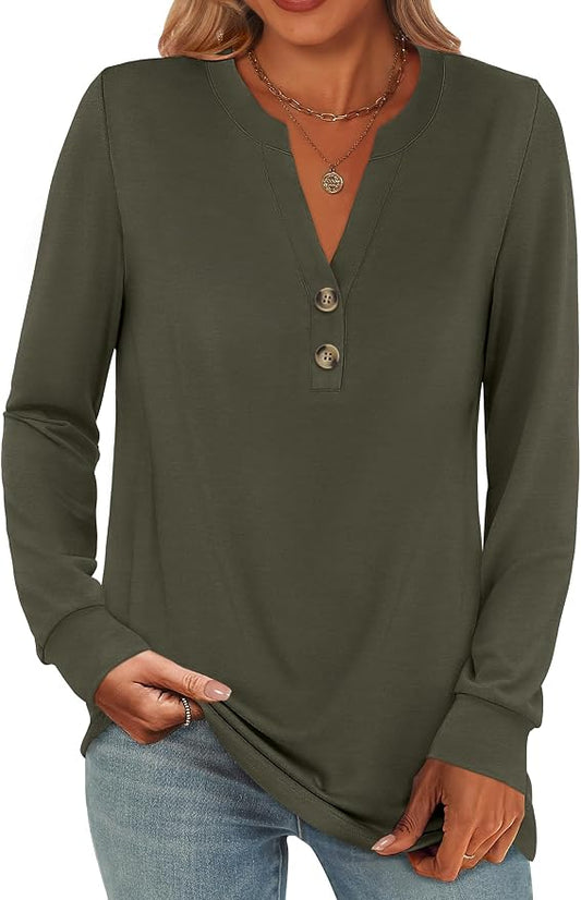 ANRABESS Women's Long Sleeve Shirts 2026 Spring Fashion Dressy Casual Tops Trendy Henley Blouses Cute Work Outfits Clothes by ANRABESS