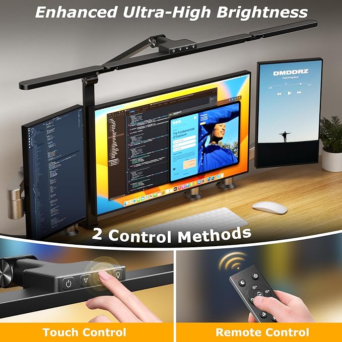 Airlonv LED Desk Lamp with Clamp, Architect Desk Lamp for Home Office with Remote, 24W Ultra-Bright Desk Light with Stepless Dimming and Stepless Color Temp, Memory Function for Study and Workbench - Image 2