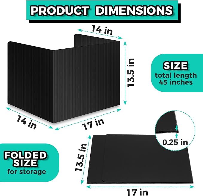 22-Pack Desk Dividers for Students - Durable & Waterproof Plastic Study Carrel Divider, Classroom Folders Teacher Supplies, Easy-to-Clean Plastic Privacy Shield Folder Boards for Student Desks, Black - Image 4