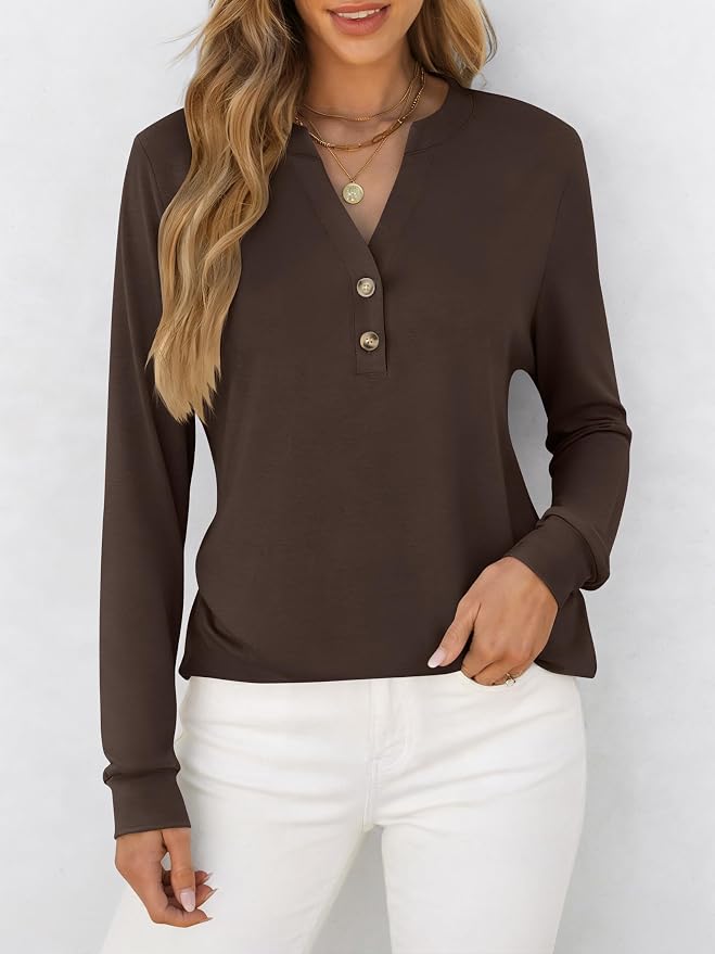ANRABESS Women's Long Sleeve Shirts 2026 Spring Fashion Dressy Casual Tops Trendy Henley Blouses Cute Work Outfits Clothes - Image 3