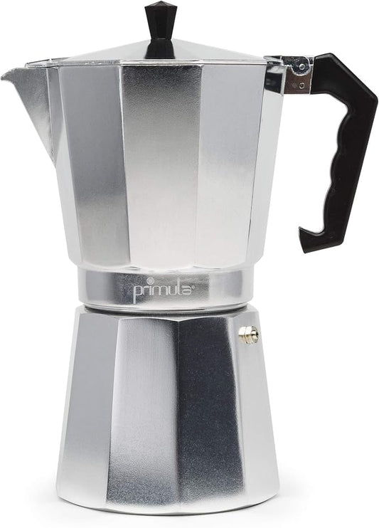 Primula Classic Stovetop Espresso and Coffee Maker, Moka Pot for Italian and Cuban Café Brewing, Greca Coffee Maker, Cafeteras, 12 Espresso Cups, Silver by Primula