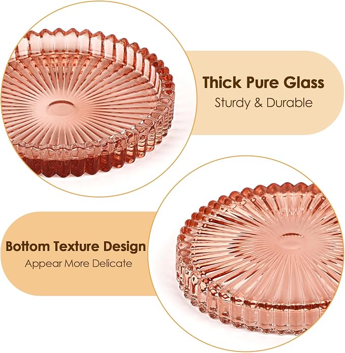 Modern Clear Coaster Set of 5- Glass Coasters for Drinks Crystal Coaster Round Cup Coasters Coffee Table Decor for Office, Kitchen, Bar, Dining Room, Living Room, Patio(Clear Red) - Image 4