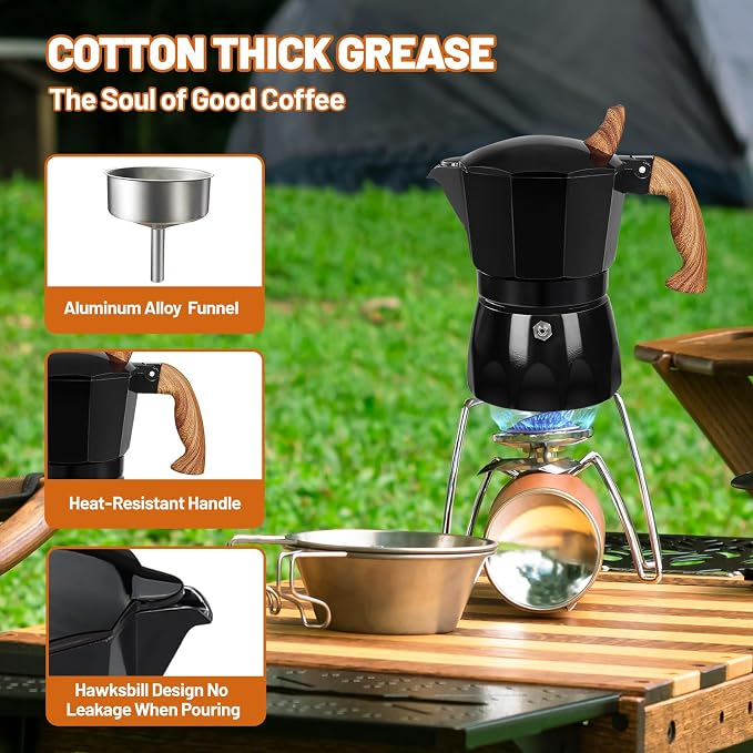 3 Cup Aluminum Espresso Stovetop Moka Pot Express Coffee Maker Percolator Italian Classic Mocha Coffee Machine for Italian and Cuban Cafe Brewing for Home & Camping 150ml 5oz - Image 5