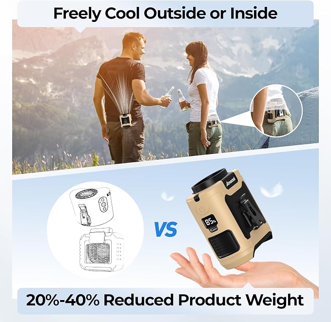 AMACOOL Portable Waist Fan Clip On, Gifts for Men Dad Husband, 10000mAh Rechargeable Wearable Shirt Fan, Powerful Belt Fans, Birthday Gifts for Women Jobsite Travel Camping Essentials 2026 - Image 7
