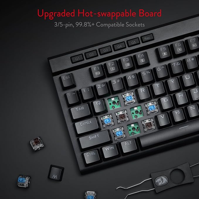 Redragon K580 Wired RGB Mechanical Gaming Keyboard, Macro Key & Media Wheel | 5 On-Board Keybinding Buttons for MMO MOBA Games, Dedicated Media Controls, Classic Tactile Blue Switch for Hype Typing Feel - Image 4