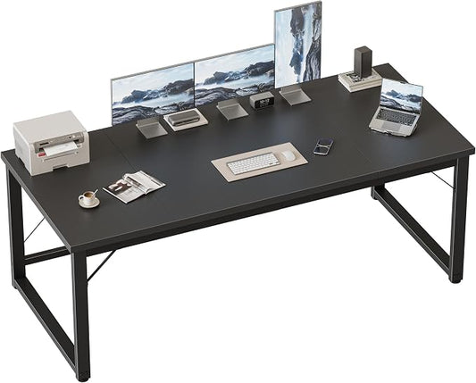 Mericonia 63x28 Inch Computer Desk, 1" Thick Large Office Table, Black | Modern Simple Style, Heavy Duty Industrial Frame, Large Study & Writing Table for Home Bedroom Work by MERICONIA