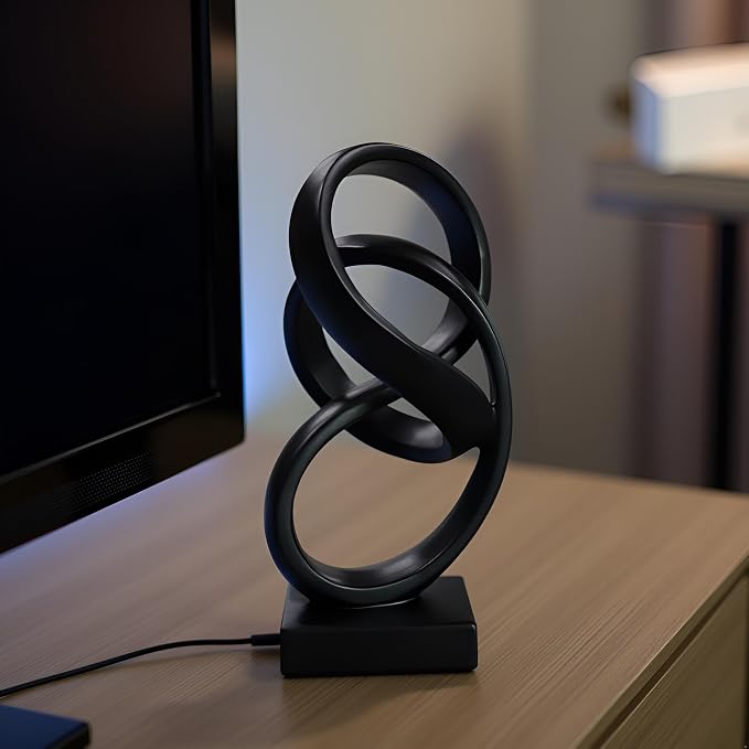10" Modern Abstract Ribbon Decorative Sculpture, Knot Sculptures,Home Decor,Coffee Table Statues,Dining Living Room Desk Decor（Black） - Image 9