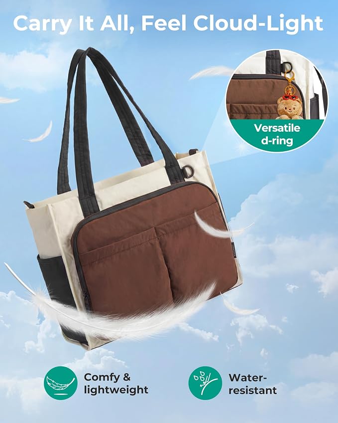 BAGSMART Small Tote Bag for Women, 13'' Laptop Canvas Work Bag with Zipper | 30oz/40oz Tumble & 11 Pockets Travel Tote, Teachers/Nurses, Lightweight Canvas or Water-Resistant Puffer Taslon Crossbody Bag - Image 6