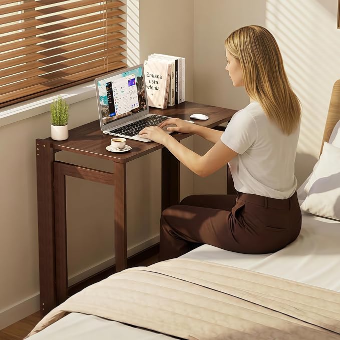 Folding Desk for Small Spaces, Bamboo Foldable Desk, Small Computer Table | Small Computer Desk, Mid Century, Fold Out，Compact Size, for Bedroom, Living Room, Apartment, Home Office - Image 9