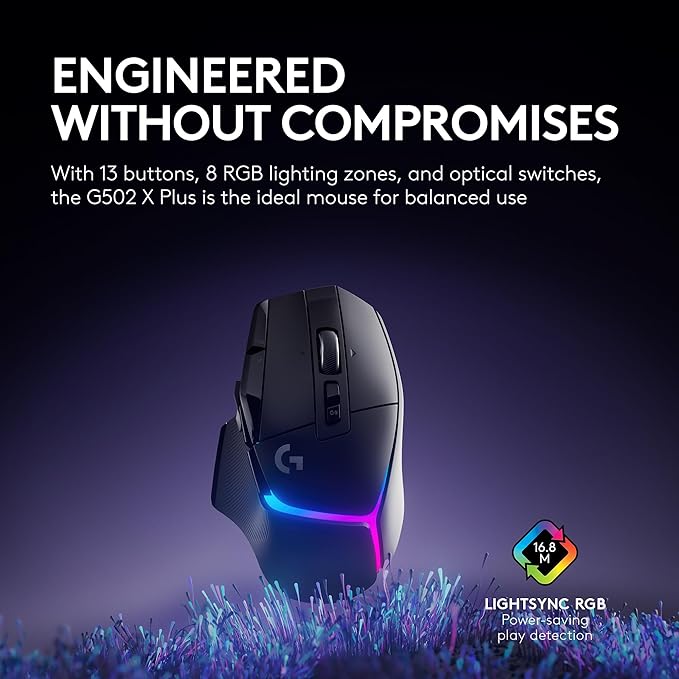 Logitech G502 X Plus Lightspeed Wireless Gaming Mouse + Powerplay 2 Wireless Charging Mouse Pad Bundle - Black - Image 3