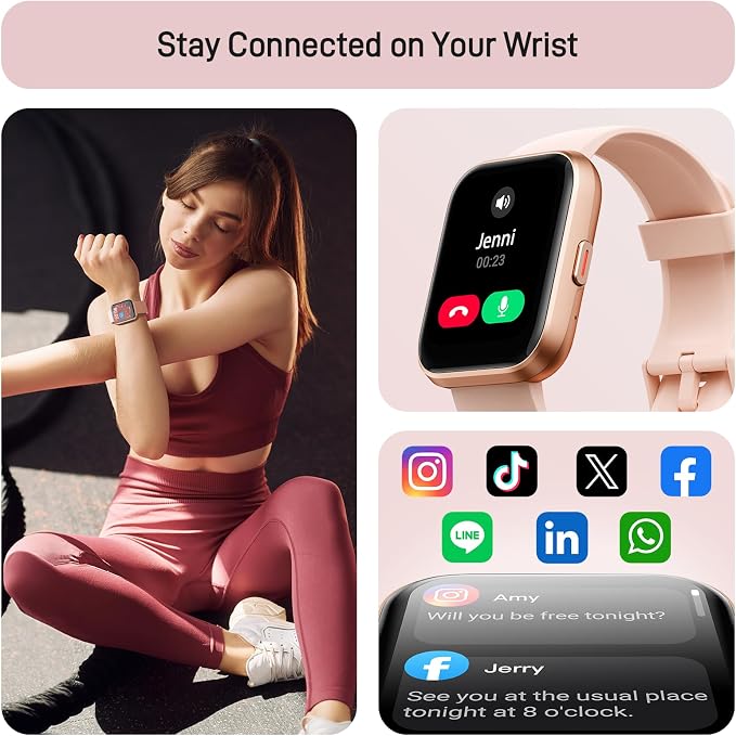 Tensky Smart Watch for Women Android & iPhone, Alexa Built-in, 1.8" Touch Screen Fitness Tracker with Answer/Make Calls, 3ATM Waterproof Heart Rate/Sleep/SpO2 Monitor, Pedometer, 100+ Sport Modes - Image 3
