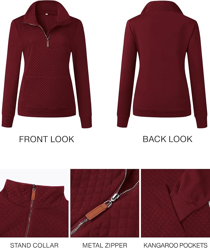 BTFBM Women Fashion Quilted Pattern Lightweight Zipper Long Sleeve Plain Casual Ladies Sweatshirts Pullovers Shirts Tops - Image 5