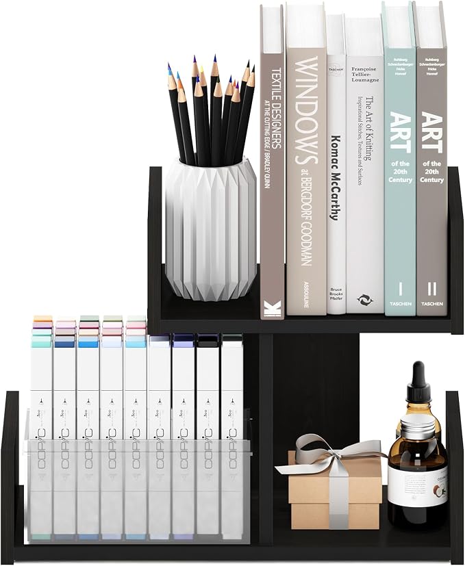 Furinno HERMITE Desk File Folder Organizers, 3-Shelf Desktop Office Organization Racks, Desk Top Display Book Shelf, for Paper, Office Supplies, Magazine, Espresso - Image 4