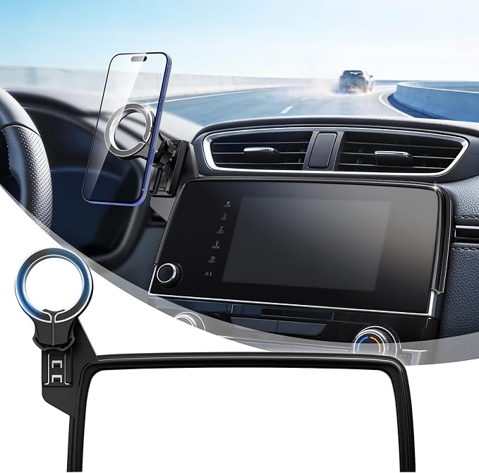Car Phone Holder for Honda CRV 2017 2018 2019 2020 2021 2022: Magnetic Screen Cell Phone Mount for CR-V 5/7 Inch Touchscreen Accessories - 360° Rotation Compatible with MagSafe for iPhone Samsung - Image 7