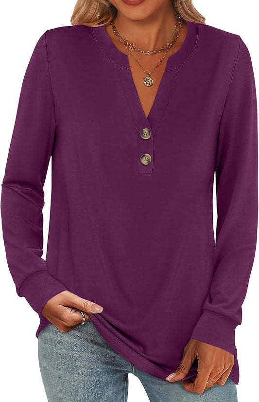ANRABESS Women's Long Sleeve Shirts 2026 Spring Fashion Dressy Casual Tops Trendy Henley Blouses Cute Work Outfits Clothes by ANRABESS