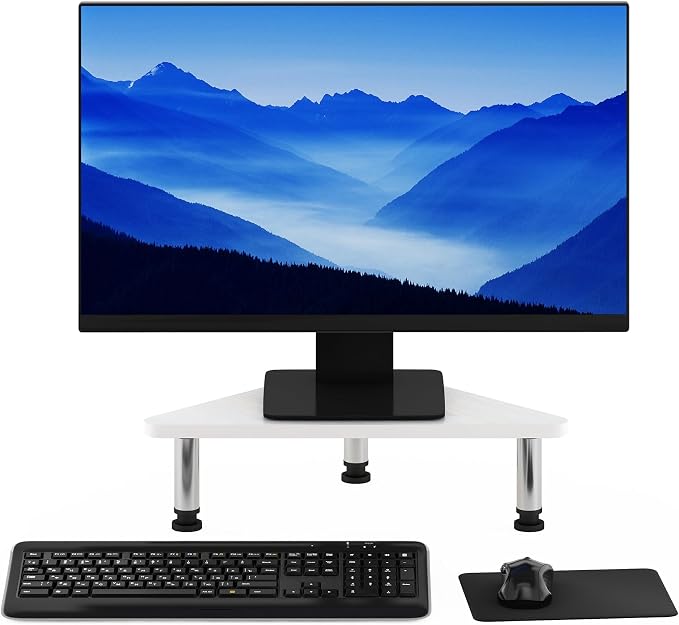 Furinno Turn-N-Tube Corner Monitor Riser Stand, White Oak, Stainless Steel Tubes - Image 3