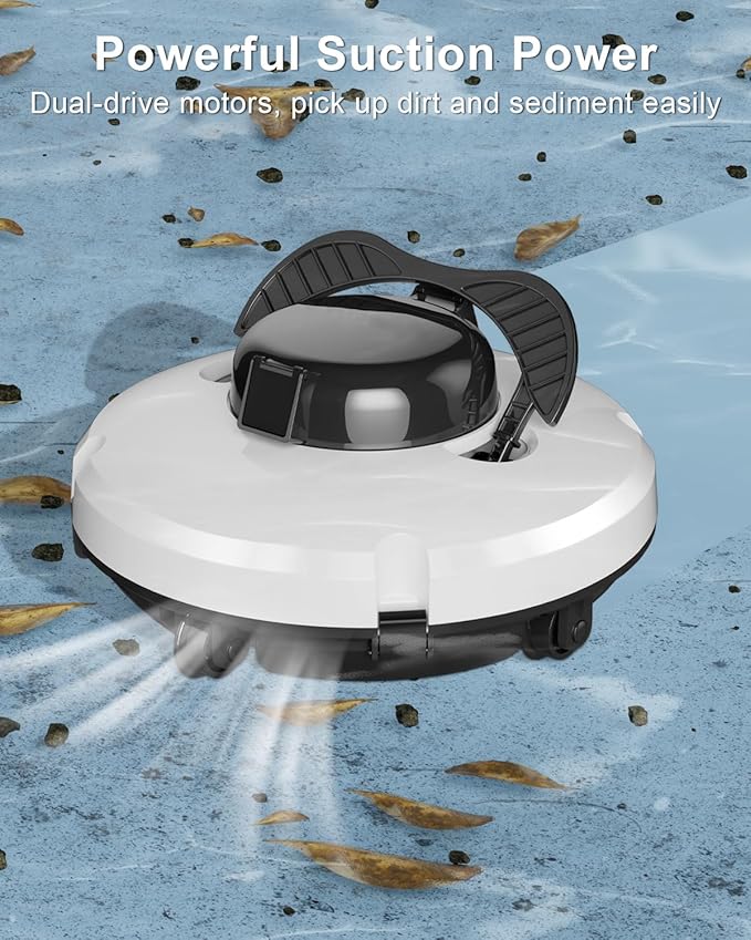 GMAPLAE Cordless Pool Vacuum for Above Ground Pool, Robotic Pool Cleaner with Dual Motors Strong Suction, 120 Mins Runtime, Auto-Parking, Pool Cleaner Robot for Inground Flat Pools Up to 1000 Sq.Ft - Image 3