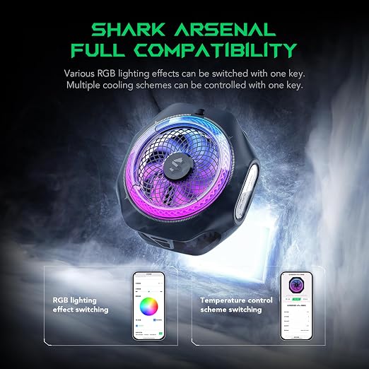 Black Shark Magnetic Cell Phone Cooler 4Pro, Portable RGB Cooling Fan, Cellphone Radiator with Removable Grip, App-Controlled Smart Temperature Control for iPhone MagSafe Series/Android/Tablet/iPad - Image 5