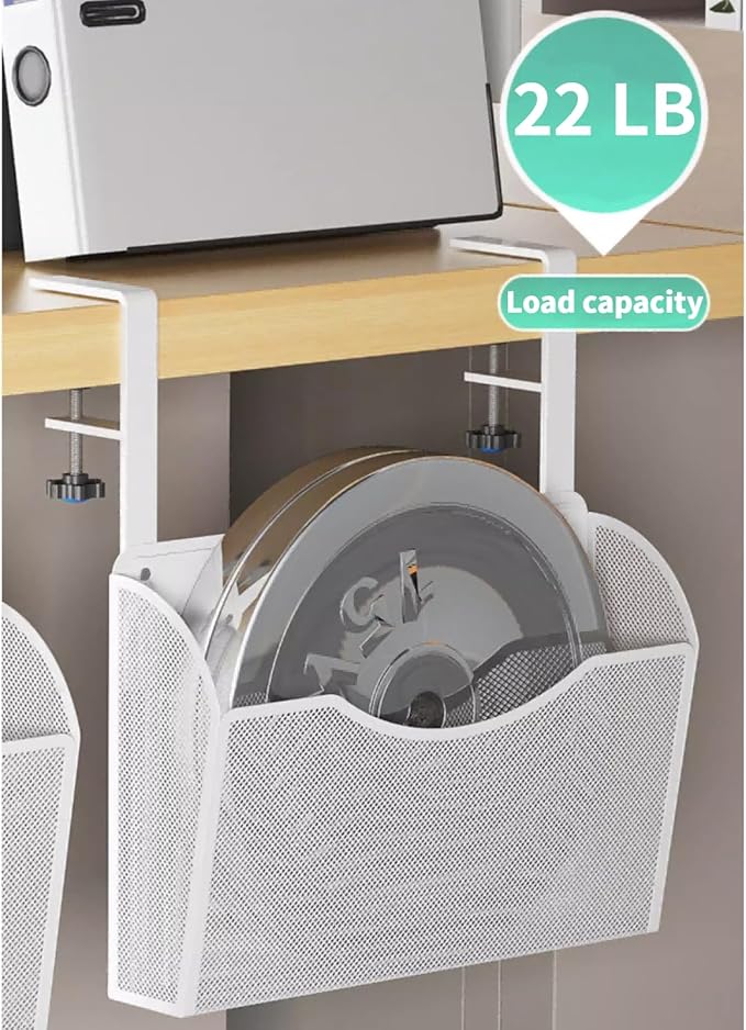INLDY Under Desk Drawer, Desk Side Storage, Hanging Desks Organizer, Clamp On Mesh Metal Desks Organizer for Office and Home (Black) - Image 4