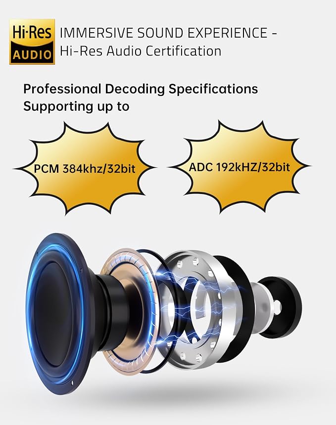 FHG USB C Headphones for Samsung Galaxy S24 S23 S22, AI Noise Canceling Type C Earbuds with Mic for Call, Hi-Res Audio USB C Earphones with DAC 384KHz/32bit, Comfortable Fit for iPhone 15 iPhone 16 - Image 3