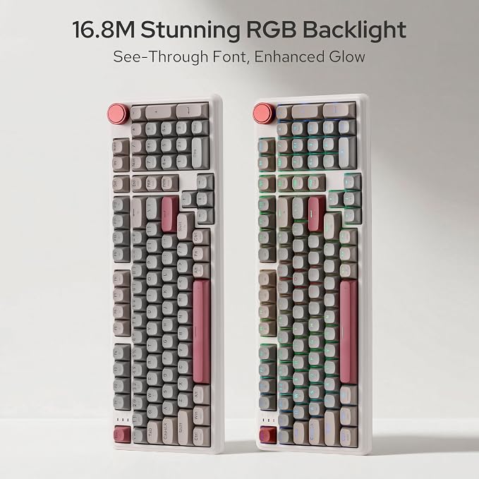 Redragon K768 PRO Wireless 100-Key Gasket Gaming Keyboard, Knob + 8000mAh | Multi-Function Control Wheel, 0-Delay Tri-Mode, Cushioned 5-Layer Noise Dampening for Creamy Thocky Sound, Practical 95% Size - Image 8