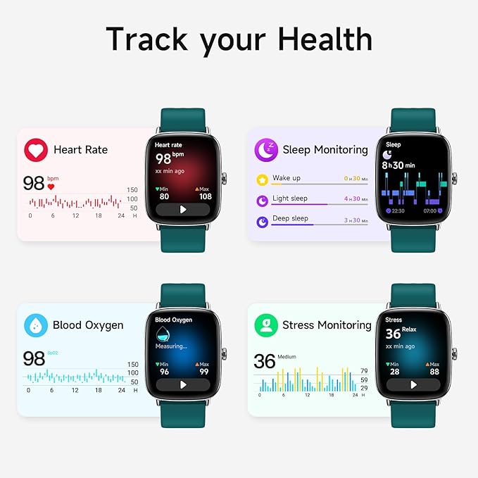 Smart Watch for Men Women, 1.85" HD Smartwatch Compatible iPhone/Samsung/Android (Answer/Make Calls), 100+ Sport Modes Fitness Tracker with Heart Rate/Sleep/SpO2 Monitor, IP68 Waterproof - Image 3