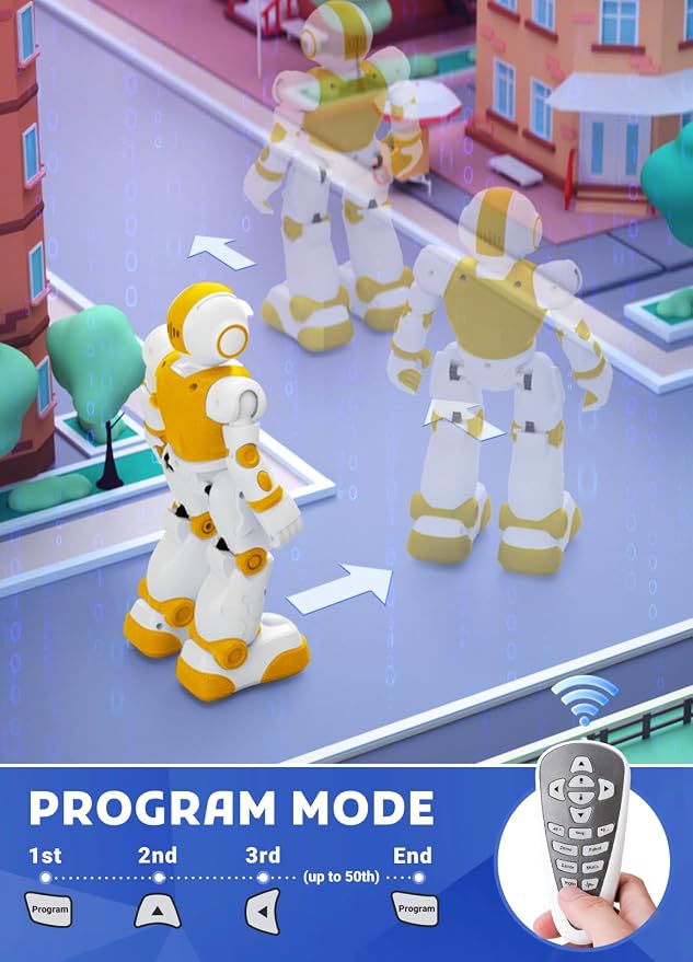 Robot Toys for Kids,Programmable Remote Control Smart Walking Dancing Robot Toy with Gesture & Sensing for Age 4 5 6 7 8 9 10 Year Old Boys Girls for Birthday Present,Yellow - Image 6